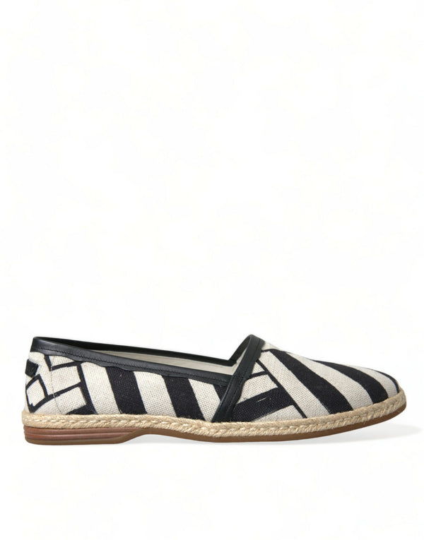 Beige Black Striped Canvas Espadrilles MONDELLO Shoes