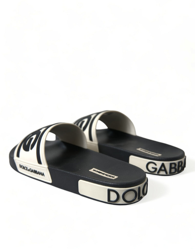 Black White Rubber Sandals Slippers Men Shoes