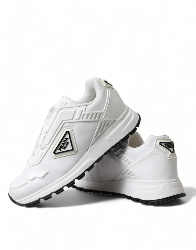 White Re-Nylon Triangle Logo Low Top Sneakers Shoes