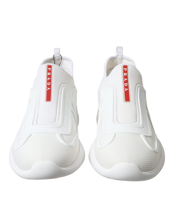 White Technical 4E3521 Slip On Fabric Sneakers Shoes