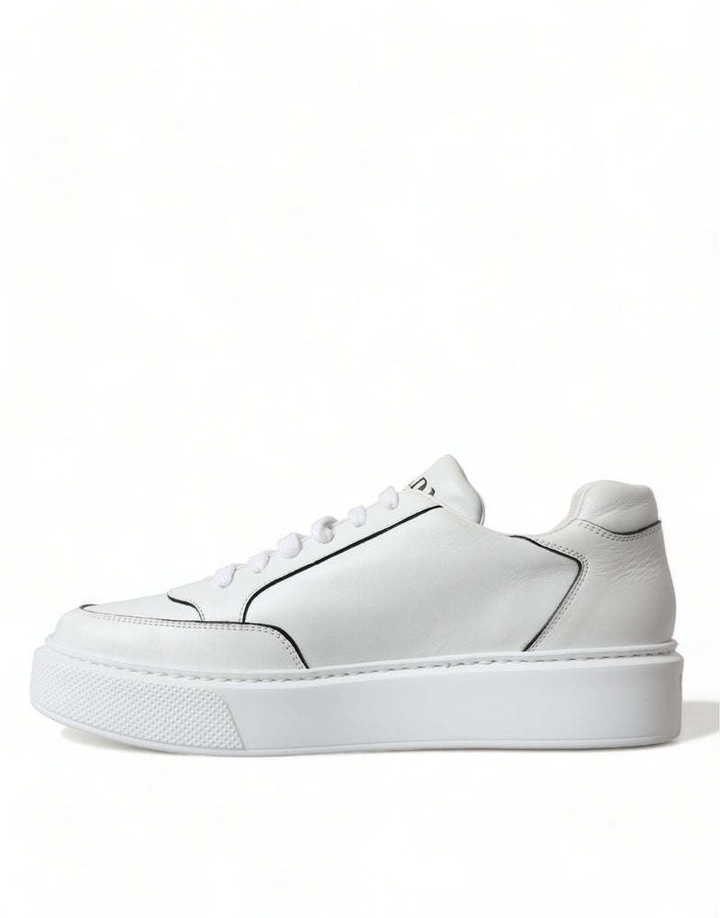 White Leather Montana Low Top Lace Up Sneakers Shoes