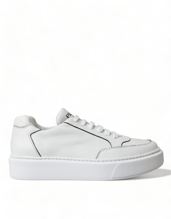 White Leather Montana Low Top Lace Up Sneakers Shoes