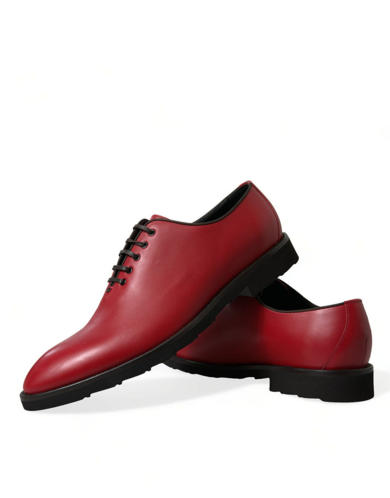 Red Leather Lace Up Oxford Men Dress Shoes