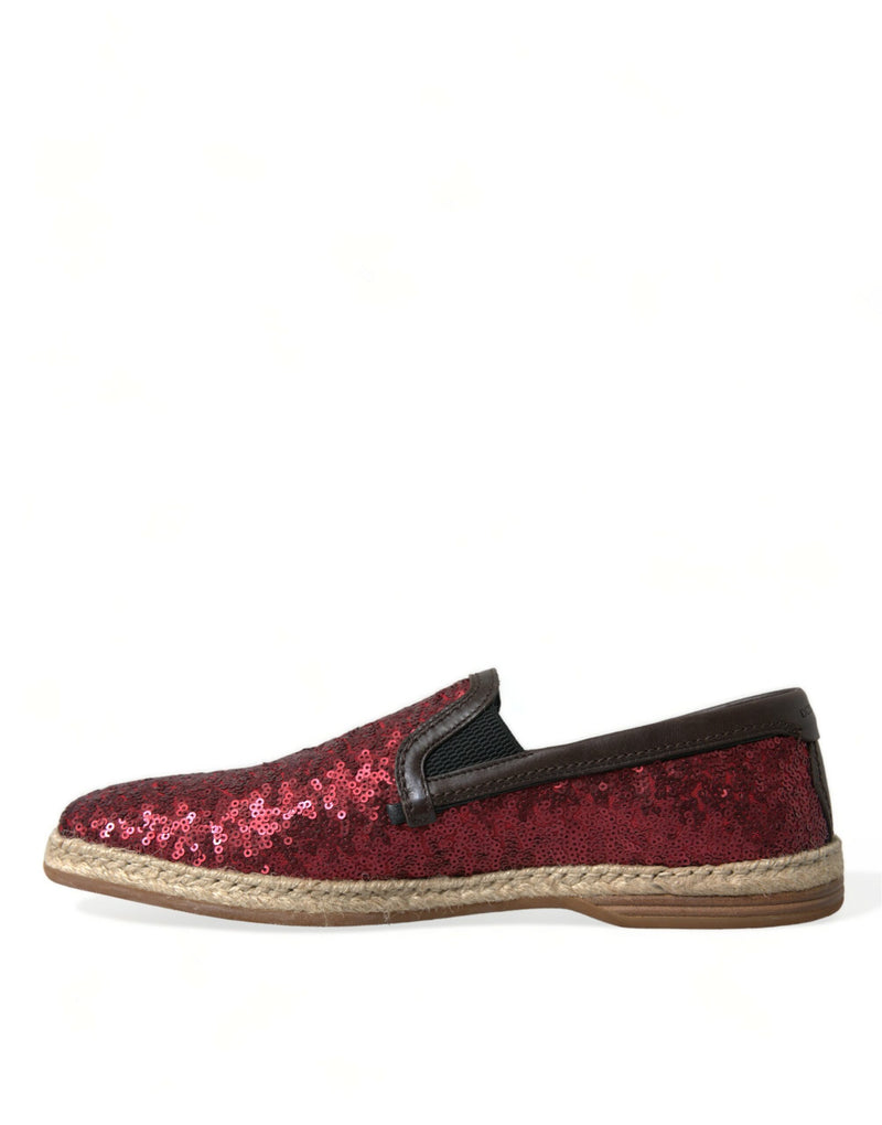 Red Sequined Loafers Slippers Men Shoes