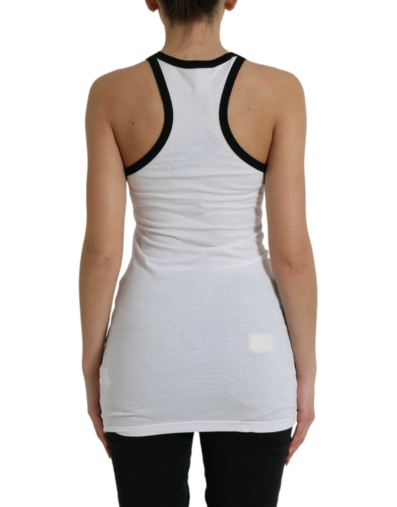 White DG Patch Sleeveless Cotton Tank Top