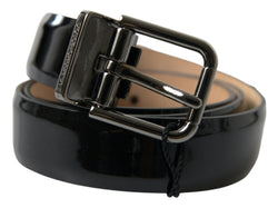 Black Calf Leather Metal Buckle Men Belt