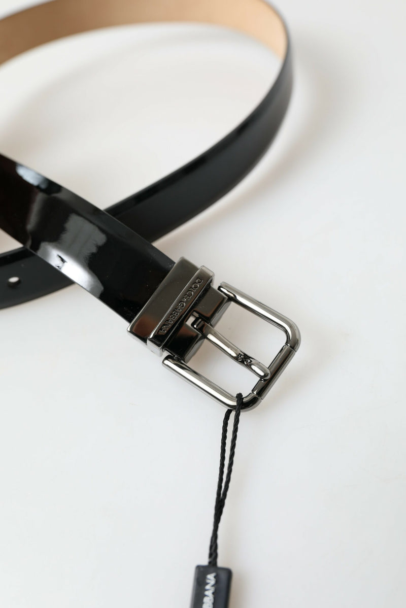 Black Calf Leather Metal Buckle Men Belt