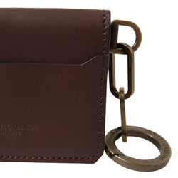 Brown Leather Bifold Logo Card Holder Men Wallet