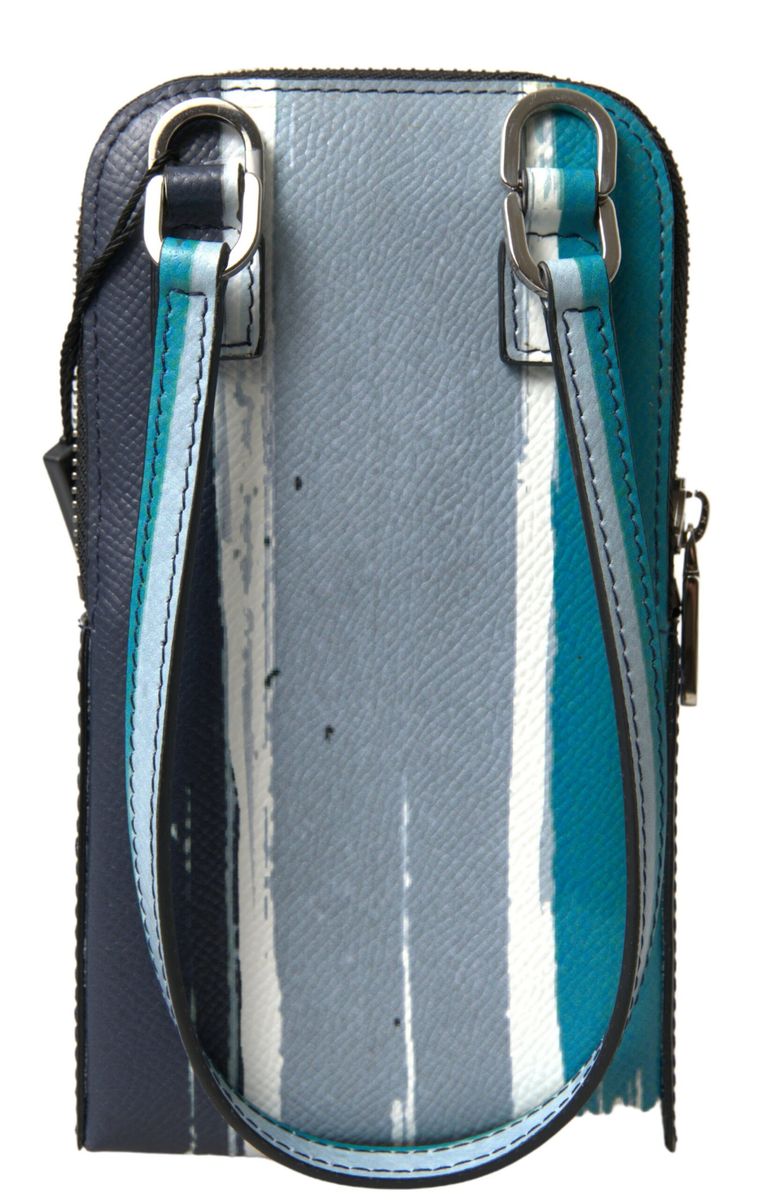 Blue Leather Men Purse Crossbody Sling Phone Bag