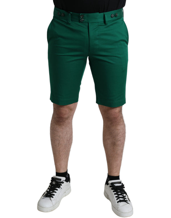 Deep Green Cotton Stretch Men Bermuda Shorts