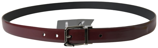 Bordeaux Leather Silver Metal Buckle Belt