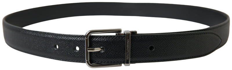 Black Leather Silver Metal Buckle Women Belt