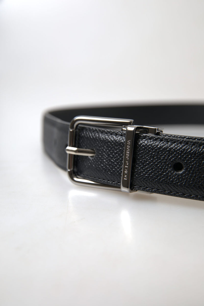 Black Leather Silver Metal Buckle Women Belt