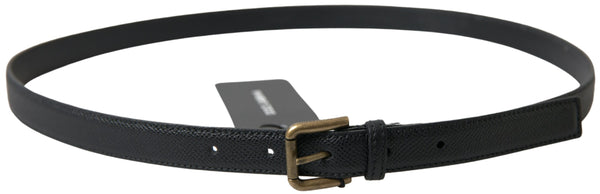 Black Leather Gold Metal Buckle Men Belt