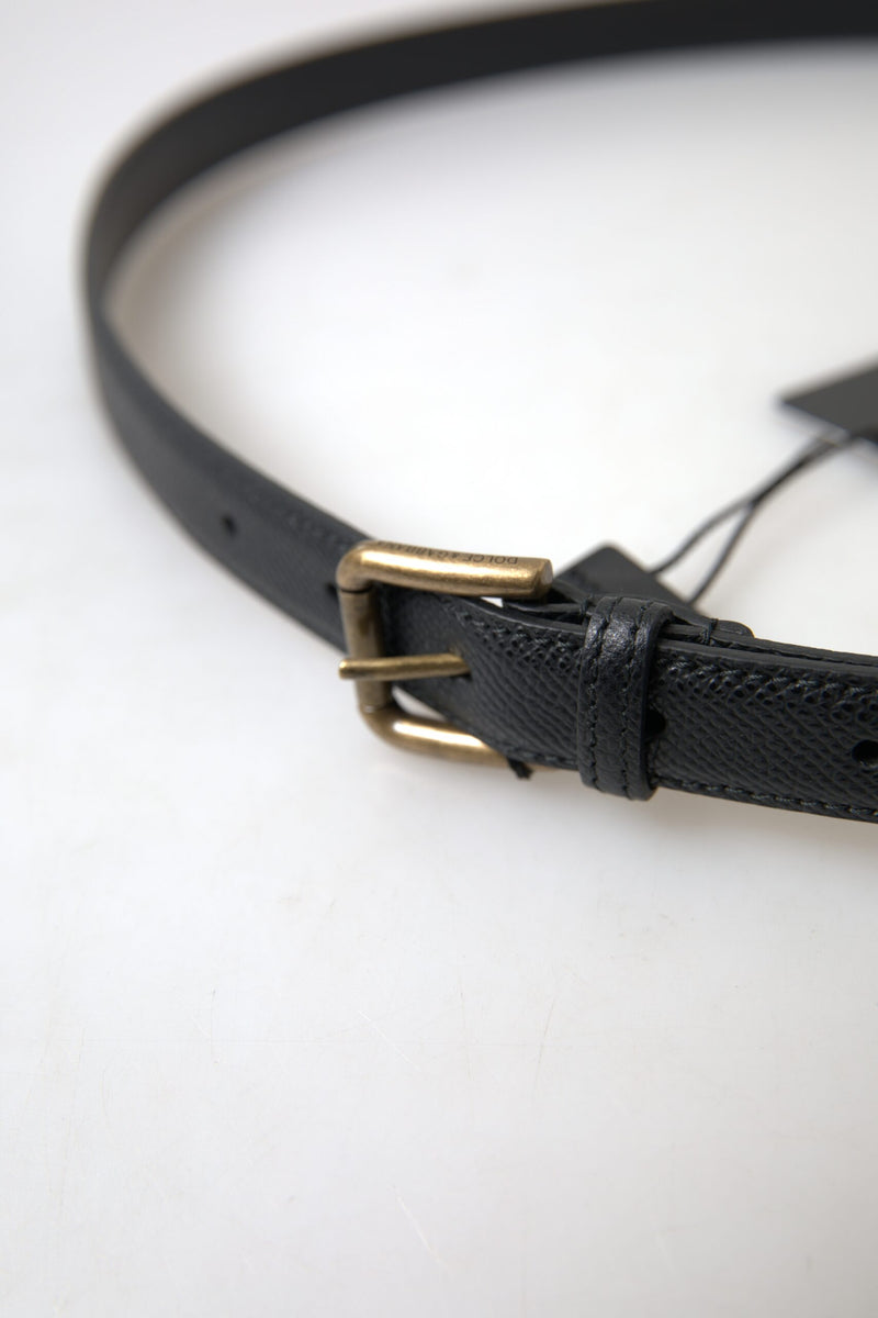 Black Leather Gold Metal Buckle Men Belt