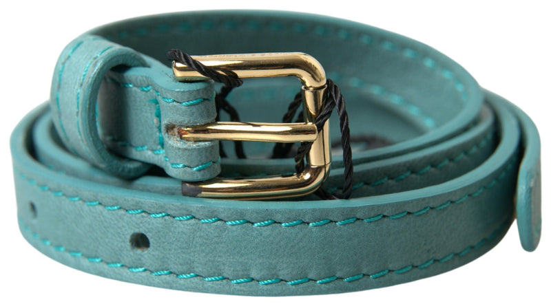 Blue Horseskin Leather Metal Buckle Belt