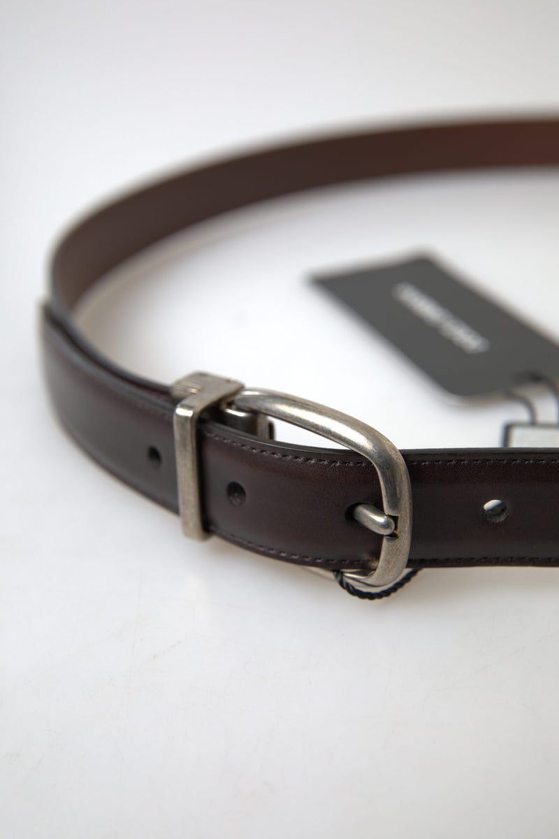 Brown Leather Metal Buckle Men Cintura Belt