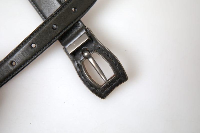 Black Leather Metal Buckle Cintura Belt