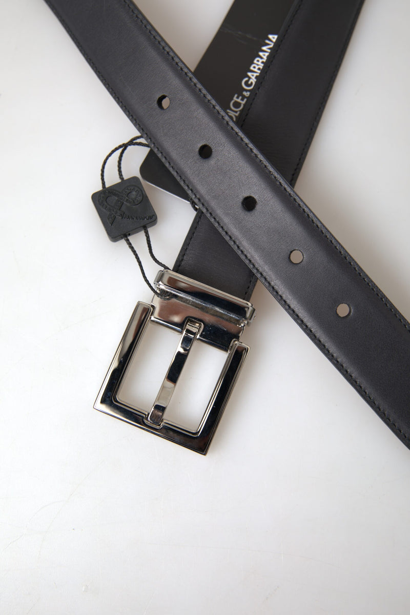 Black Leather Metal Buckle Cintura Belt