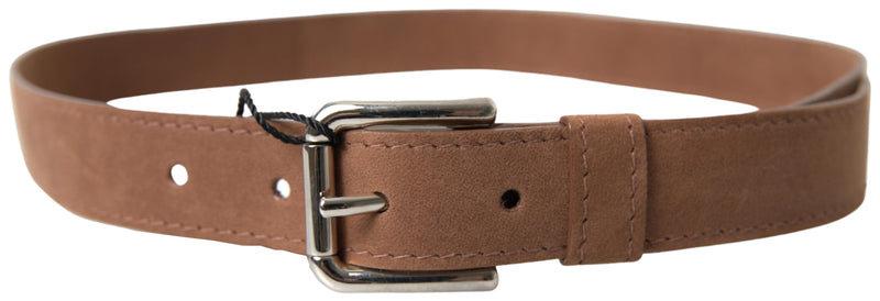 Brown Goatskin Leather Metal Buckle Belt