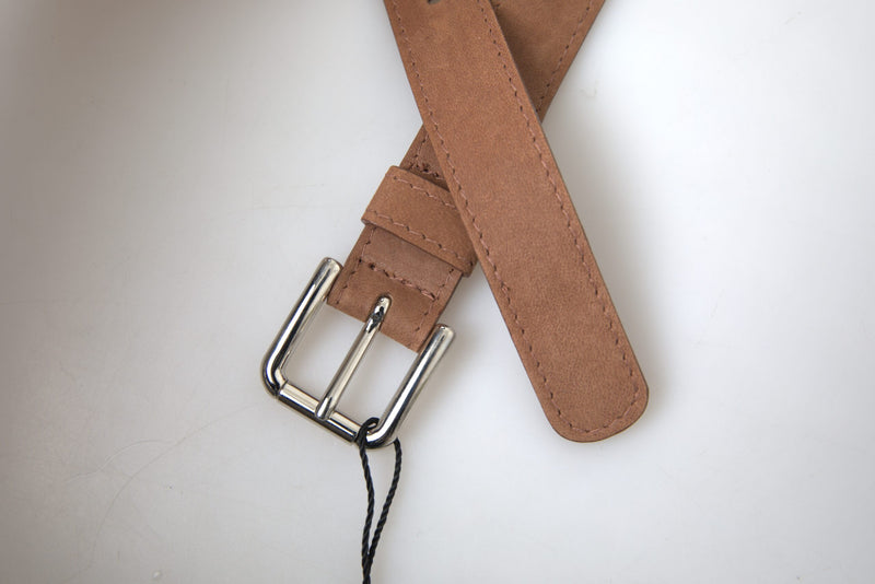 Brown Goatskin Leather Metal Buckle Belt