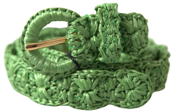 Green Viscose Weaved Skinny Waist Belt