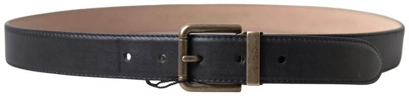 Black Leather Antique Metal Buckle Belt