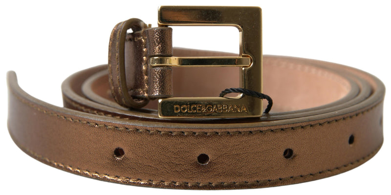 Bronze Leather Metal Gold Buckle Belt