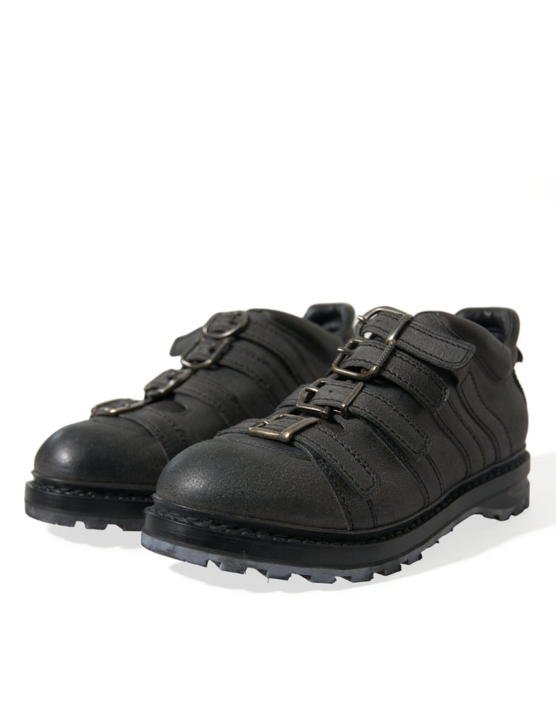 Black Leather Strap Men Ankle Boots Shoes