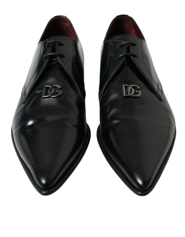 Black Leather Lace Up Formal Derby Dress Shoes