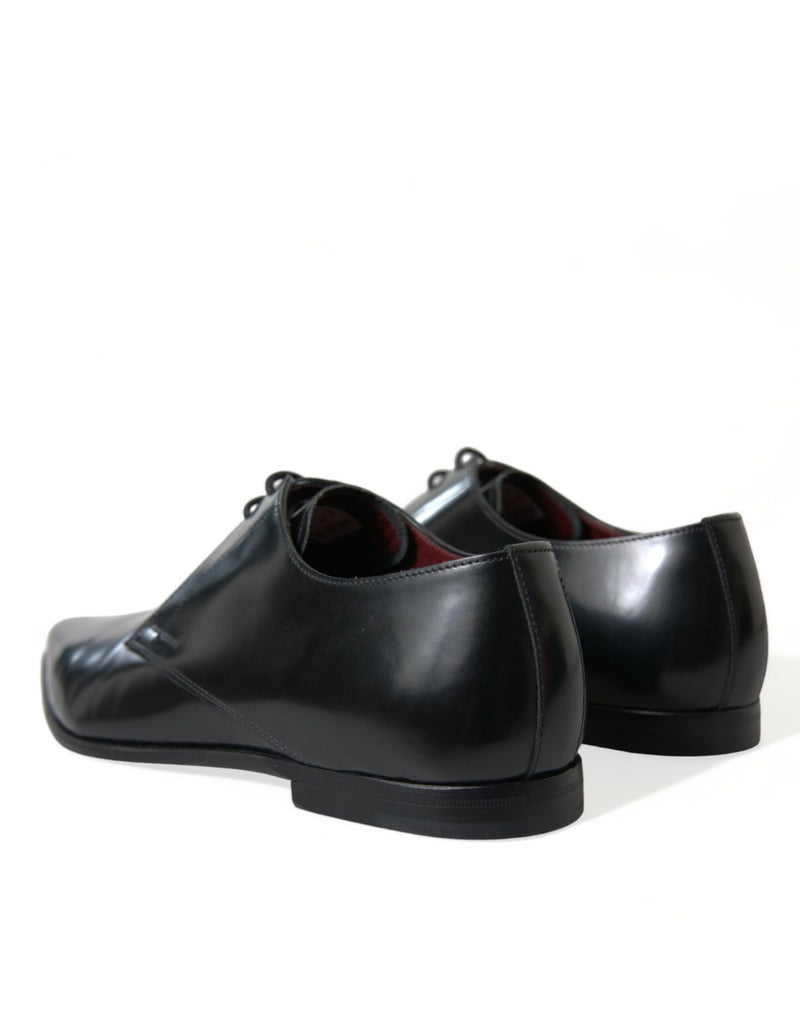 Black Leather Lace Up Formal Derby Dress Shoes