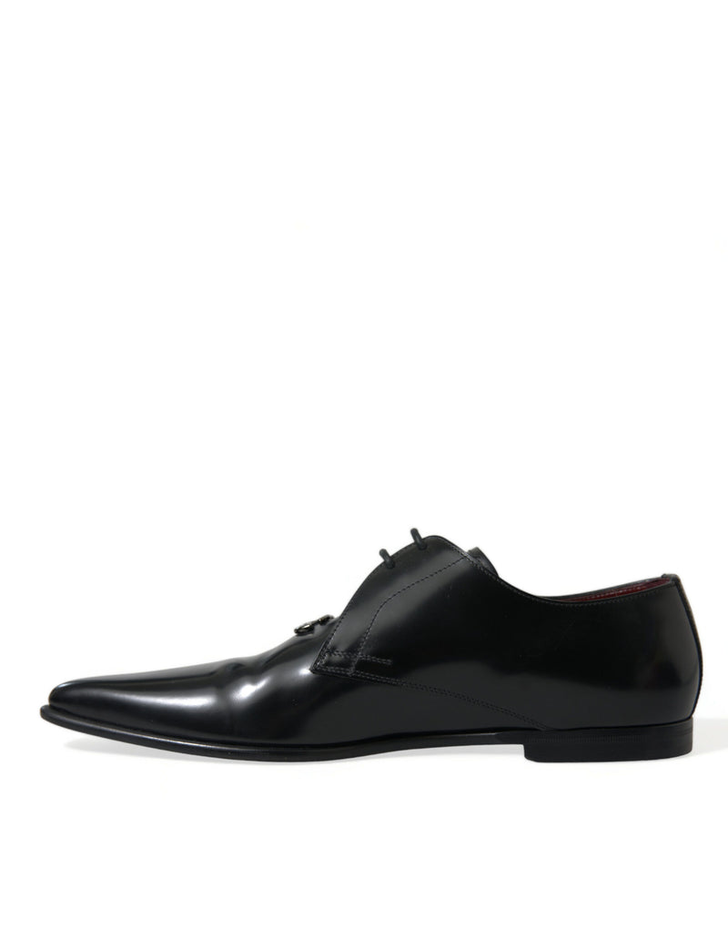 Black Leather Lace Up Formal Derby Dress Shoes