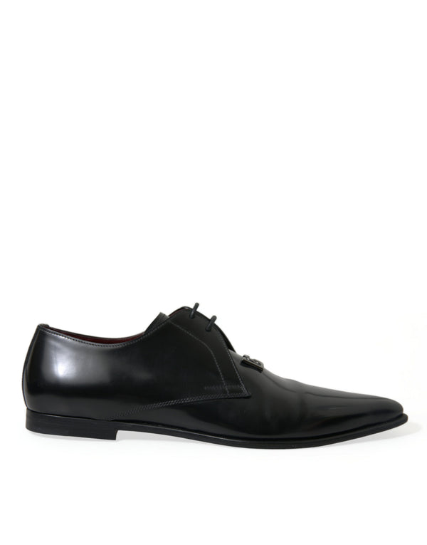 Black Leather Lace Up Formal Derby Dress Shoes