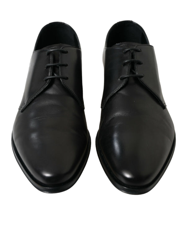 Black Leather Lace Up Formal Derby Dress Shoes