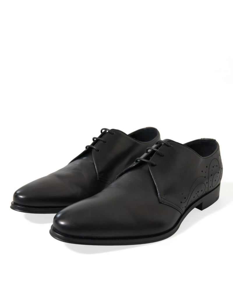 Black Leather Lace Up Formal Derby Dress Shoes