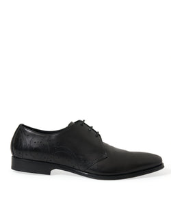 Black Leather Lace Up Formal Derby Dress Shoes