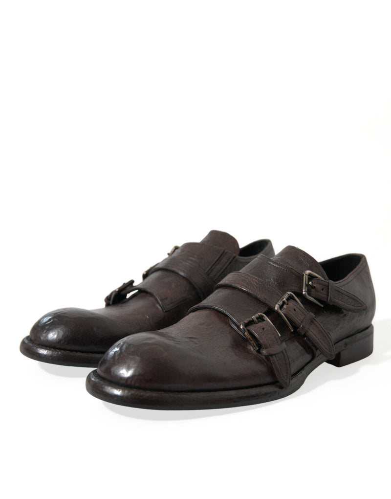 Brown Leather Strap Formal Dress Shoes