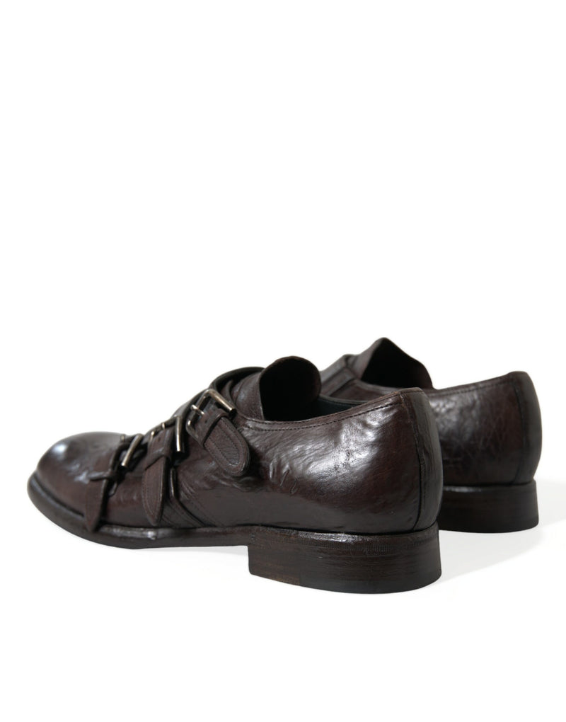 Brown Leather Strap Formal Dress Shoes