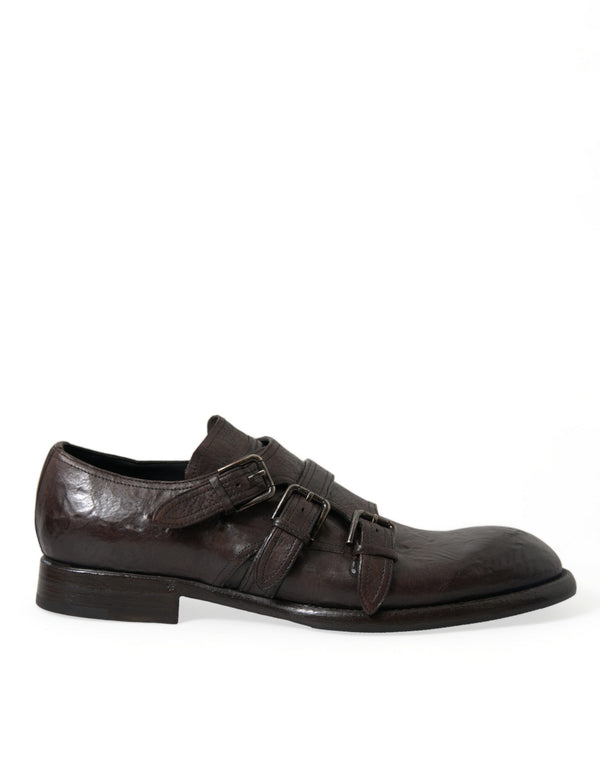Brown Leather Strap Formal Dress Shoes