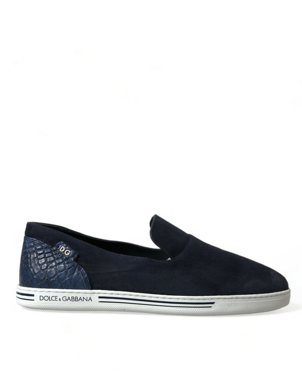 Blue Suede Caiman Loafers Saint Tropez Shoes