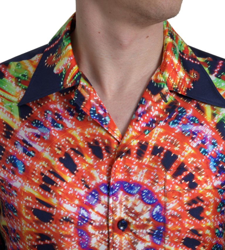 Multicolor Luminarie Print Men Shirt Silk