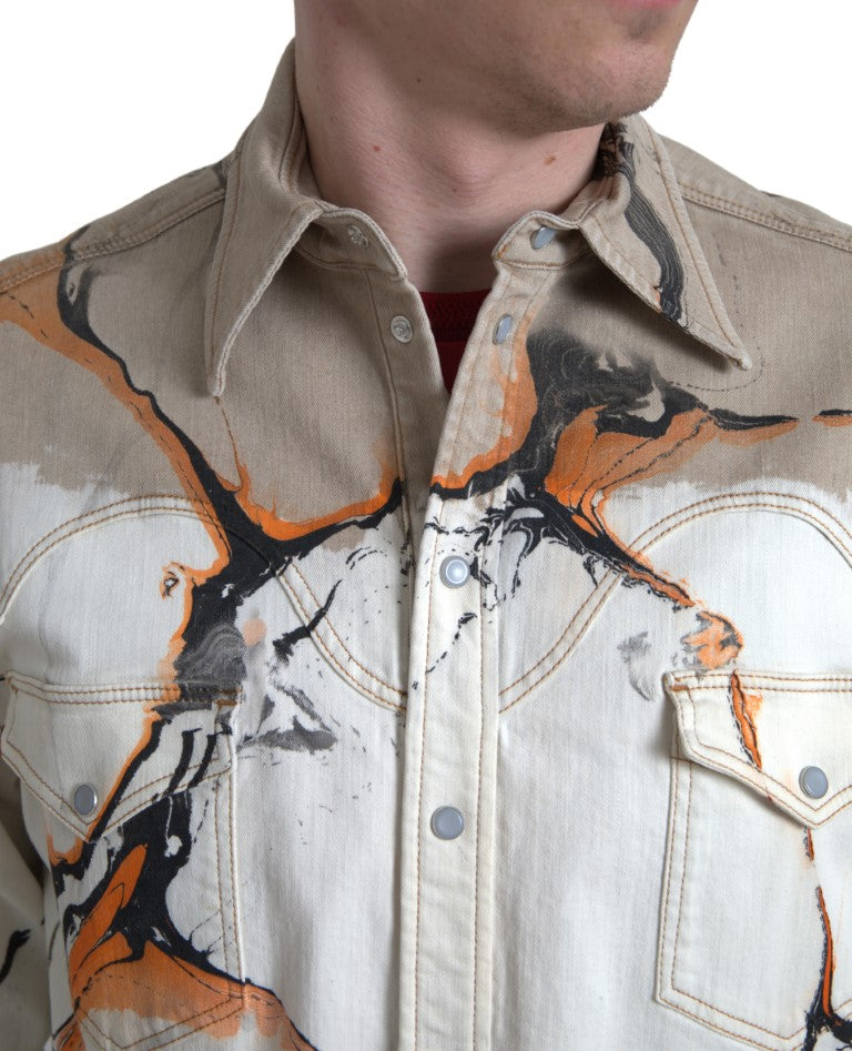 Multicolor Cotton Collared Denim Shirt