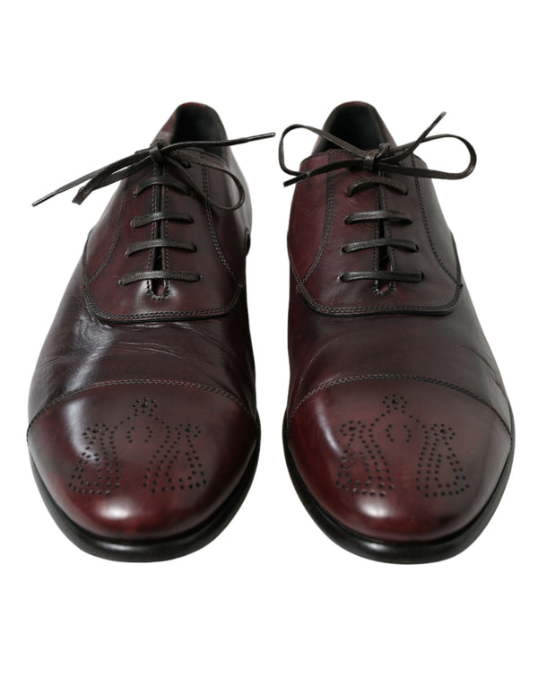 Bordeaux Leather Men Formal Derby Dress Shoes