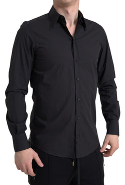 Black Cotton Men Long Sleeves MARTINI Shirt