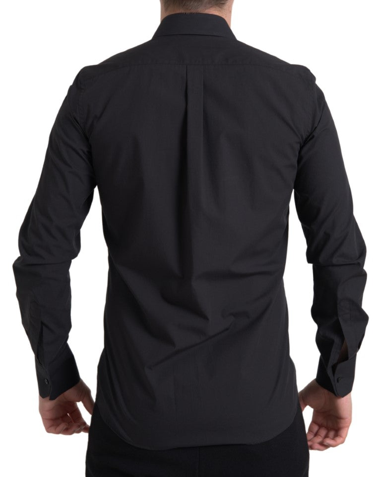 Black Cotton Men Long Sleeves MARTINI Shirt