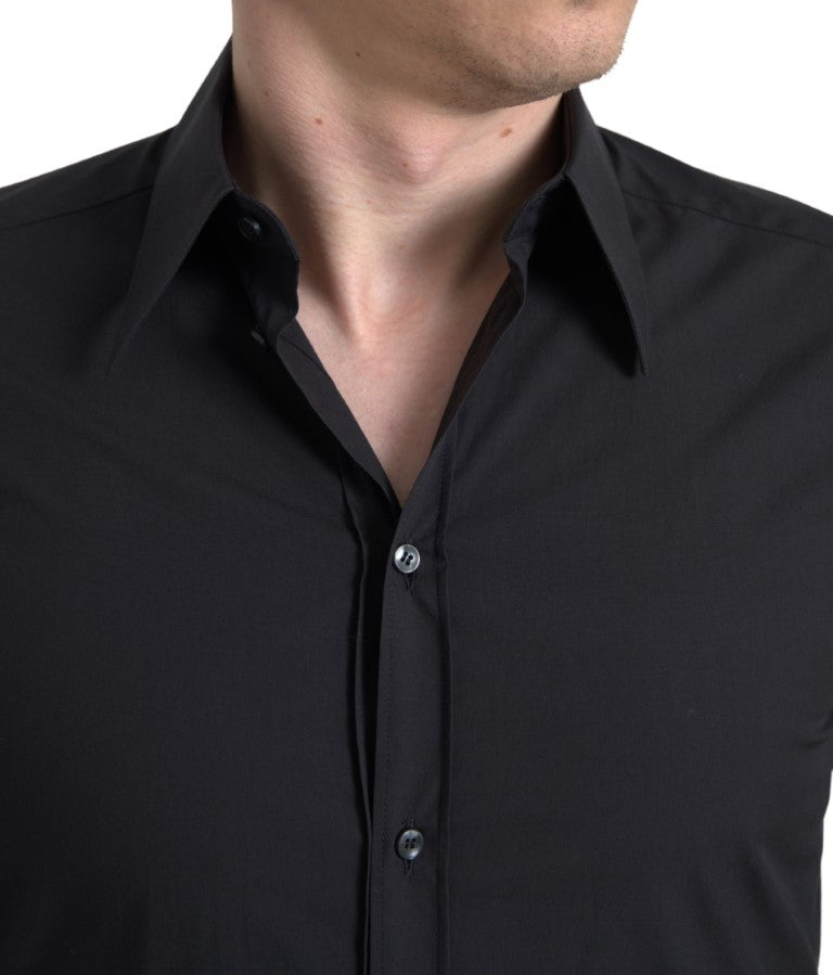 Black Cotton Men Long Sleeves MARTINI Shirt