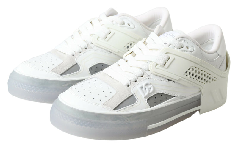 White Leather Low Top Sneakers Shoes