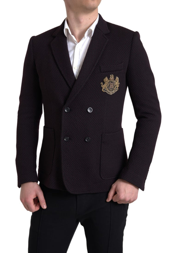 Black Logo Embroidery Double Breasted Blazer