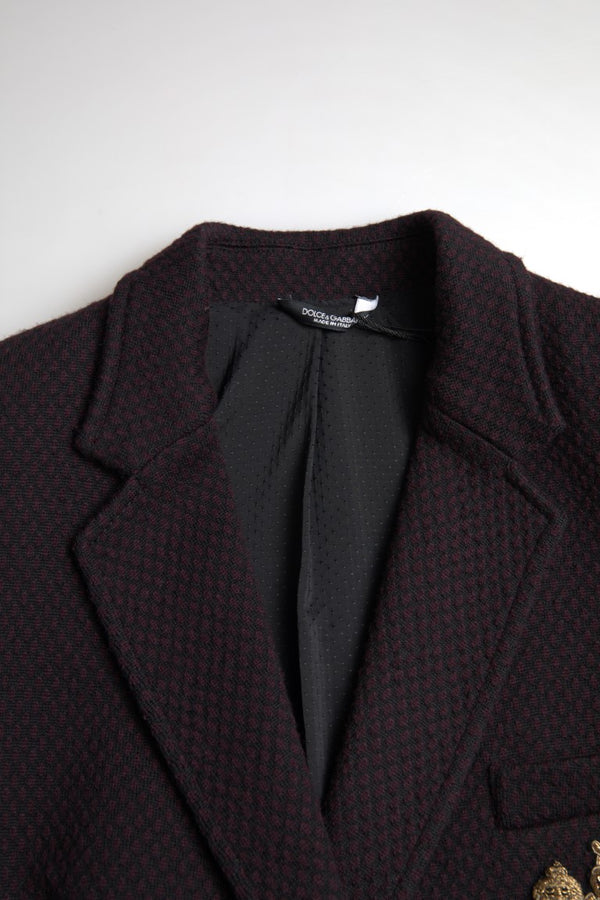 Black Logo Embroidery Double Breasted Blazer