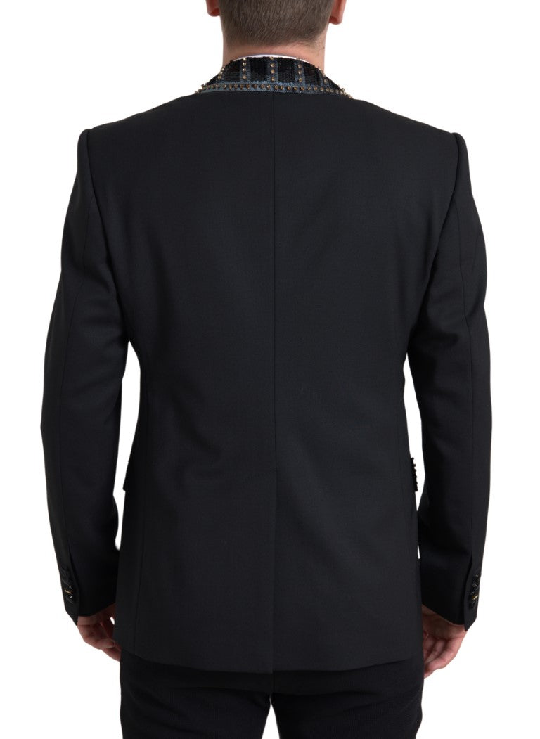 Black Embellished Wool 2 Piece SICILIA Suit